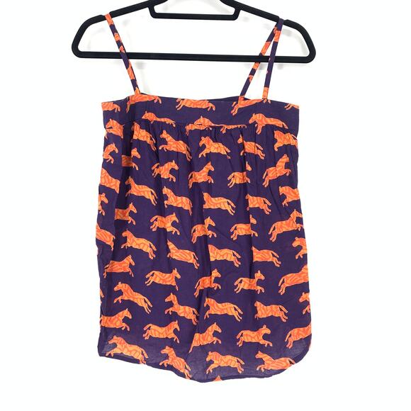 French Connection Tank Top Women's Size 12 Sleeveless Purple Orange Animal Print - Picture 1 of 6